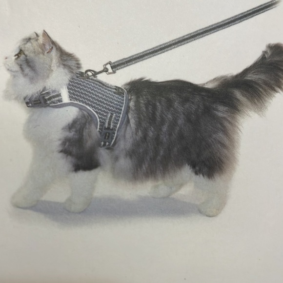 Pangdi Cat feline Pink Gray adjustable Pet Harness and attachable Leash Sz Large - Picture 9 of 9